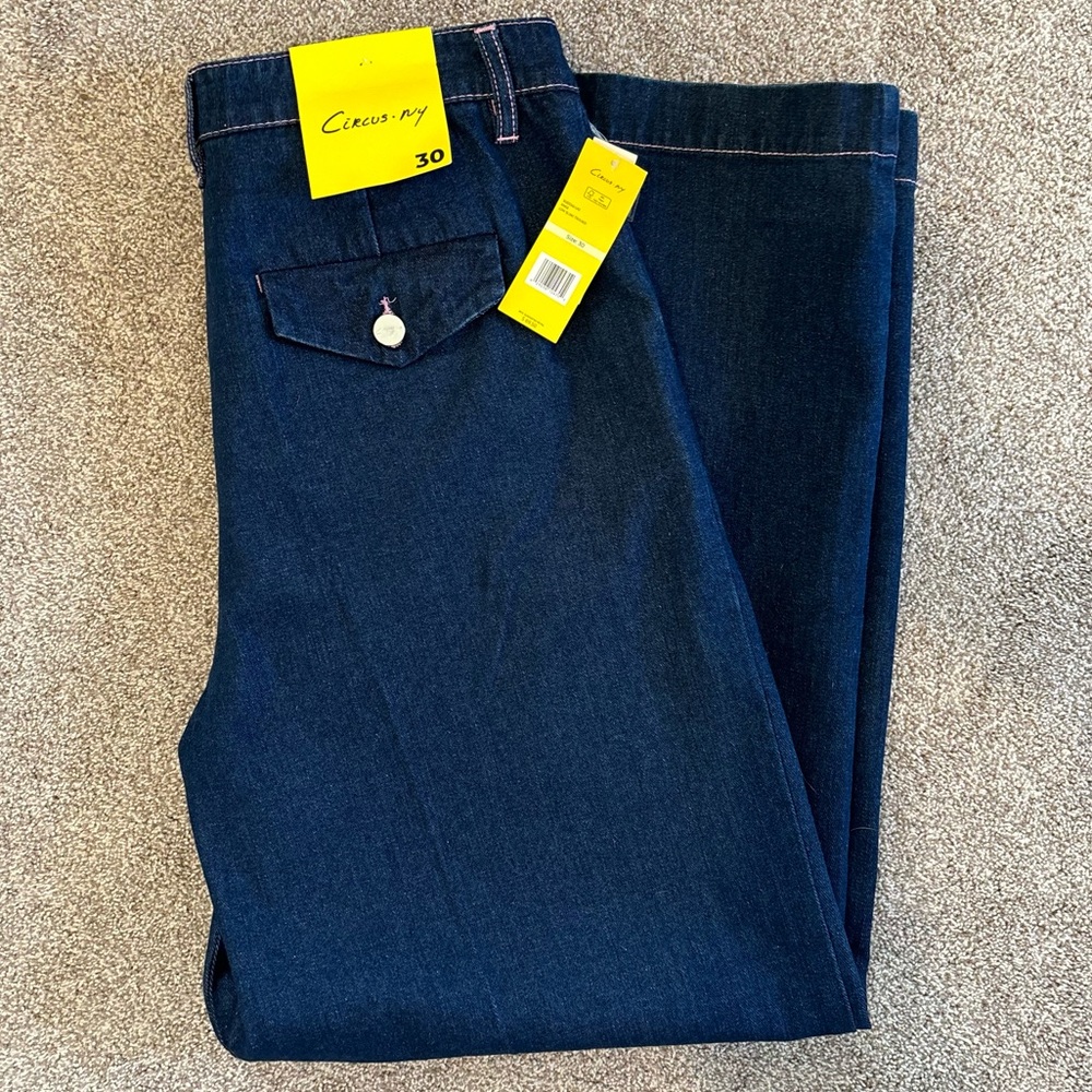 NWT Circus NY Low Slung Trouser in Rinse Dark Denim Wash Size 30 - Sam Edelman